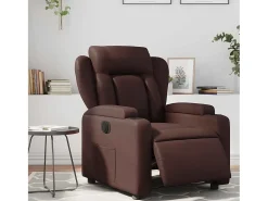 Poltrona* Poltrona Confortável | Poltrona reclinável elétrica couro artificial SHL594333 Castanho