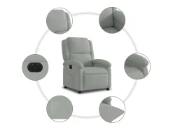 Poltrona| Poltrona Confortável | Poltrona reclinável elétrica veludo -claro SHL154118 Cinzento