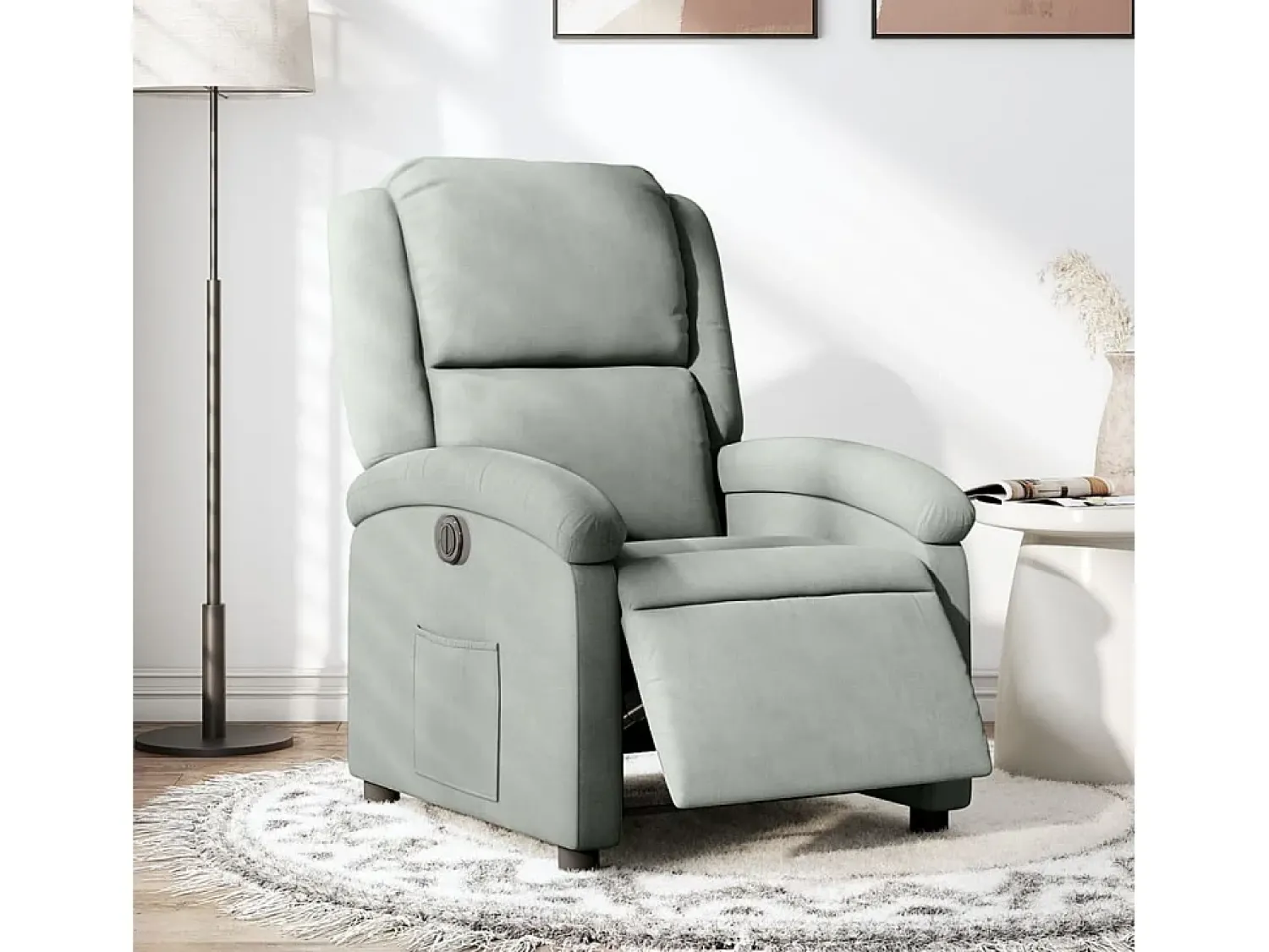 Poltrona| Poltrona Confortável | Poltrona reclinável elétrica veludo -claro SHL154118 Cinzento