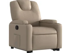 Sale Poltrona Confortável | Poltrona reclinável elevatória couro artificial cor cappuccino SHL512300 Castanho