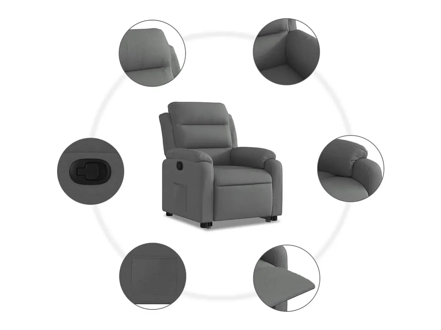 Poltrona| Poltrona Confortável | Poltrona reclinável elevatória tecido cinzento-escuro SHL202875 Cinza antracite