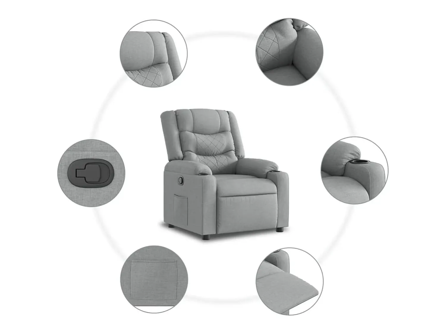 Poltrona Confortável | Poltrona reclinável elevatória tecido -claro SHL350806^ Poltrona