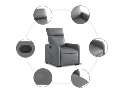 Clearance Poltrona Confortável | Poltrona reclinável elevatória couro artificial SHL570426 Cinzento