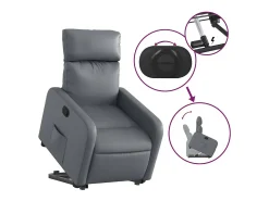 Clearance Poltrona Confortável | Poltrona reclinável elevatória couro artificial SHL570426 Cinzento