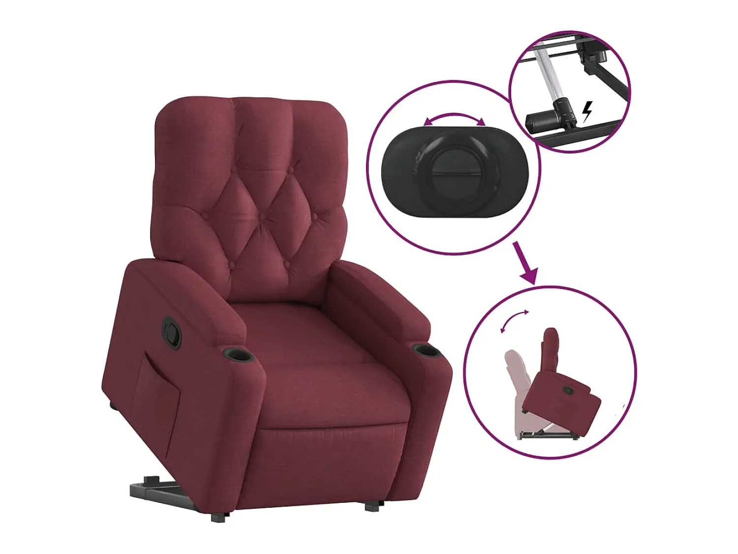 Poltrona* Poltrona Confortável | Poltrona reclinável elevatória tecido tinto SHL158616 Vermelho