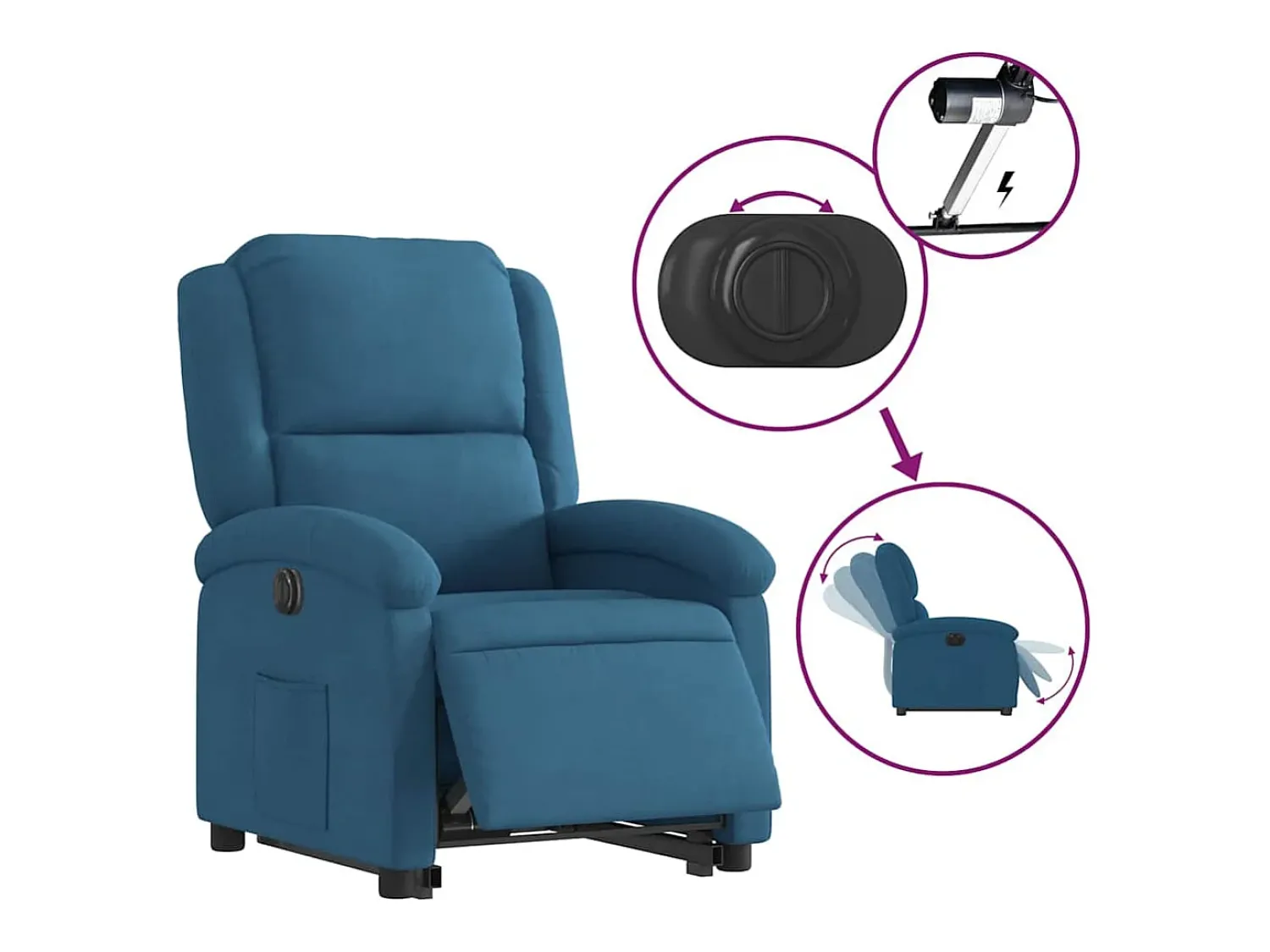Poltrona Confortável | Poltrona reclinável elevatória elétrica veludo SHL121630^ Poltrona