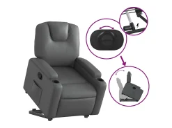 Poltrona| Poltrona Confortável | Poltrona reclinável elevatória couro artificial SHL99074 Cinzento
