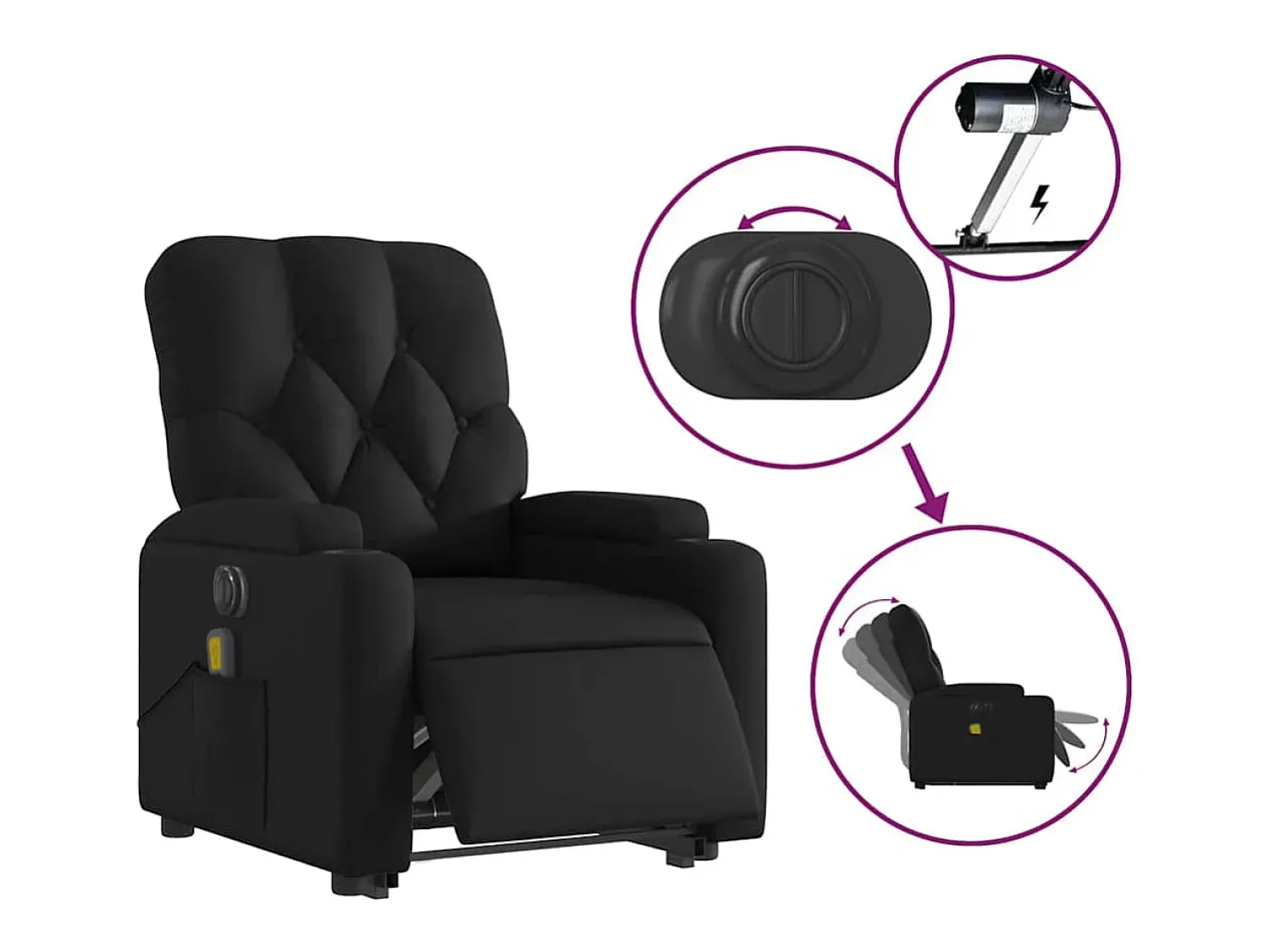 Poltrona* Poltrona Confortável | Poltrona reclinável elevatória elétrica couro artificial SHL336228 Preto