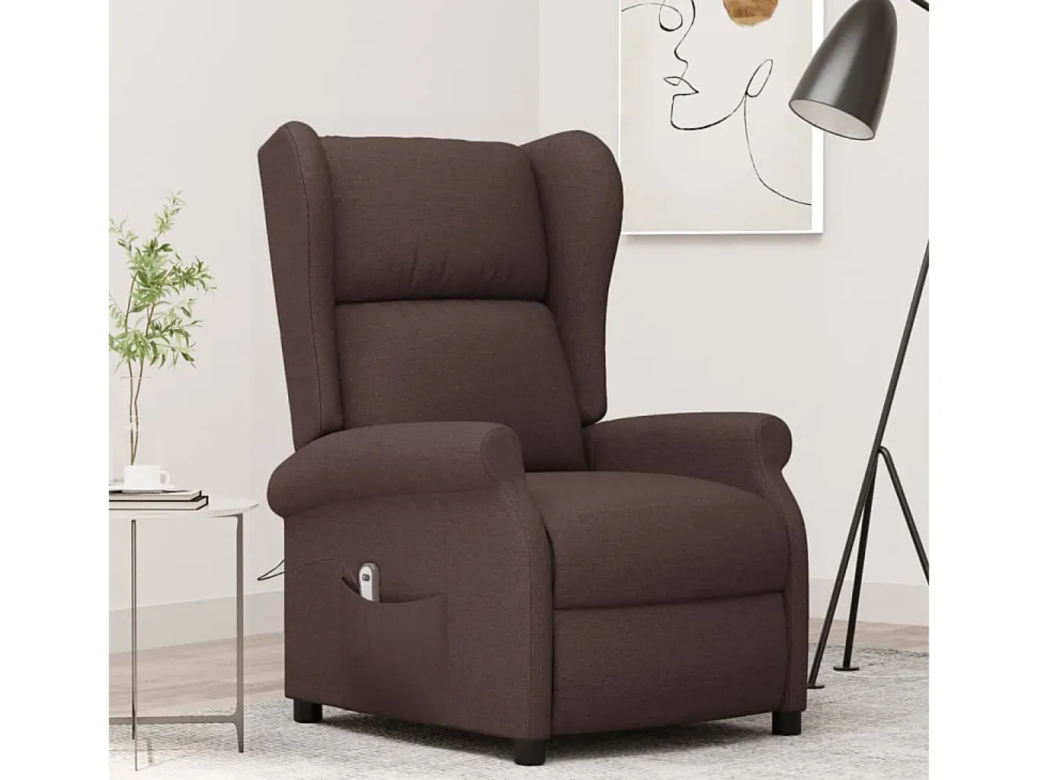 Poltrona| Poltrona Confortável | Poltrona reclinável elétrica tecido -escuro SHL231476 Castanho