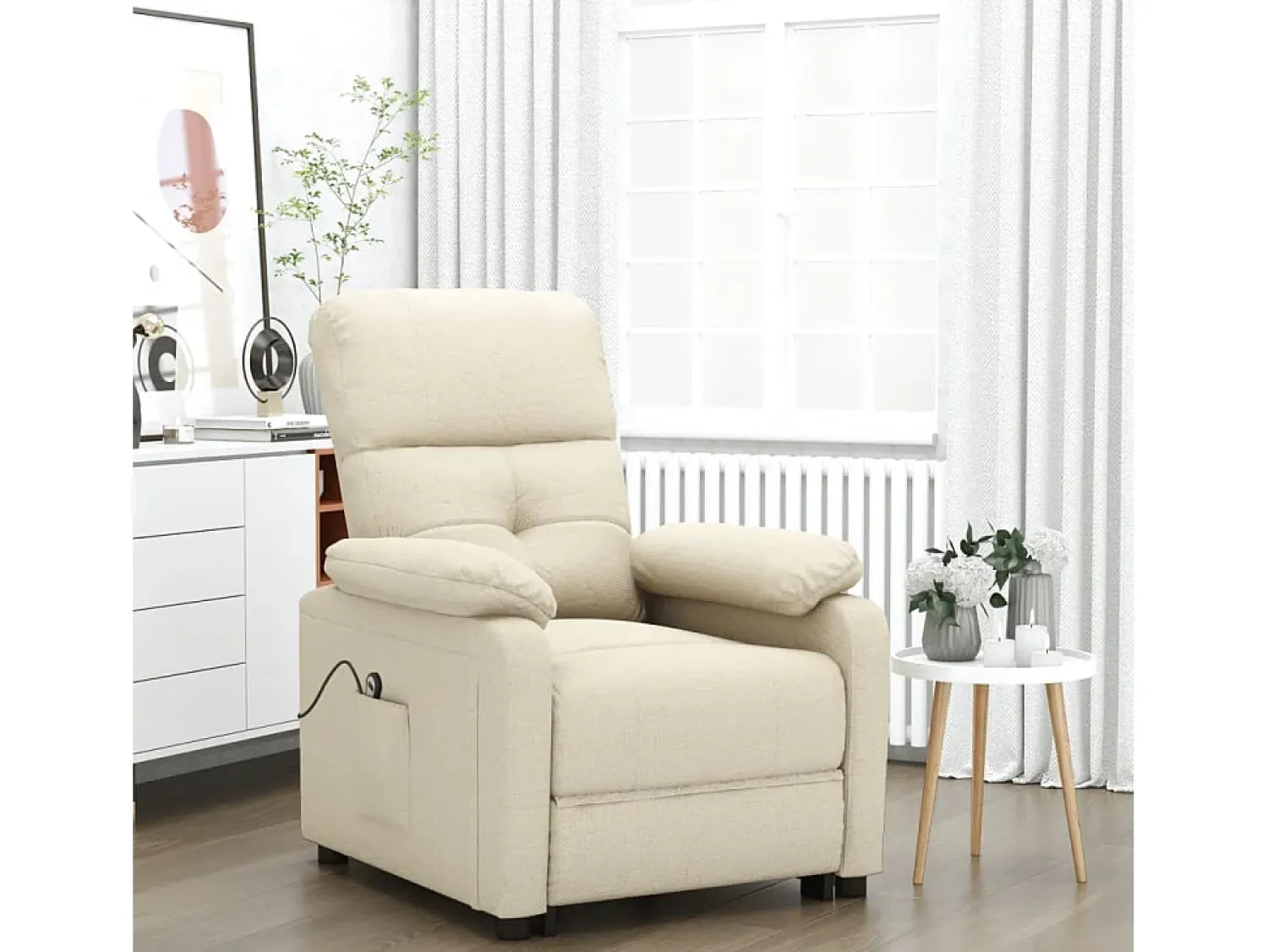 New Poltrona Confortável | Poltrona reclinável elétrica tecido cor SHL267251 Creme