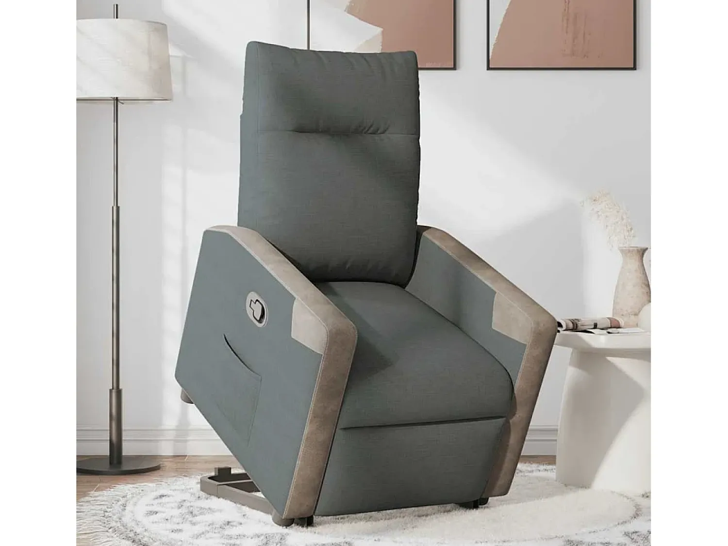 Poltrona* Poltrona Confortável | Poltrona reclinável elevatória tecido cinzento-escuro SHL52156 Cinza antracite