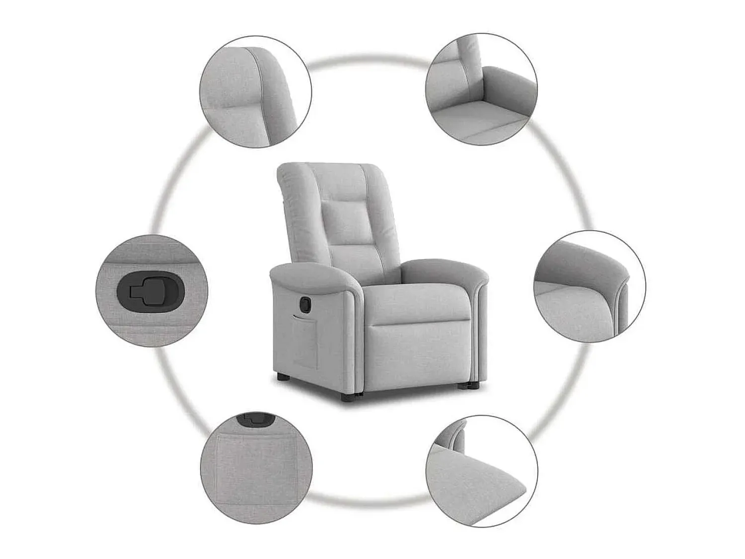 Poltrona| Poltrona Confortável | Poltrona reclinável elevatória tecido -nublado SHL780547 Cinzento