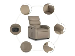 Poltrona Confortável | Poltrona reclinável elevatória couro artificial cor cappuccino SHL839245^ Poltrona