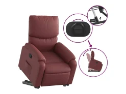 Poltrona| Poltrona Confortável | Poltrona reclinável elevatória couro artificial tinto SHL829117 Vermelho