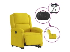 Poltrona| Poltrona Confortável | Poltrona reclinável elevatória elétrica veludo SHL258658 Amarelo