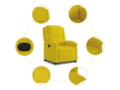 Poltrona| Poltrona Confortável | Poltrona reclinável elevatória elétrica veludo SHL258658 Amarelo