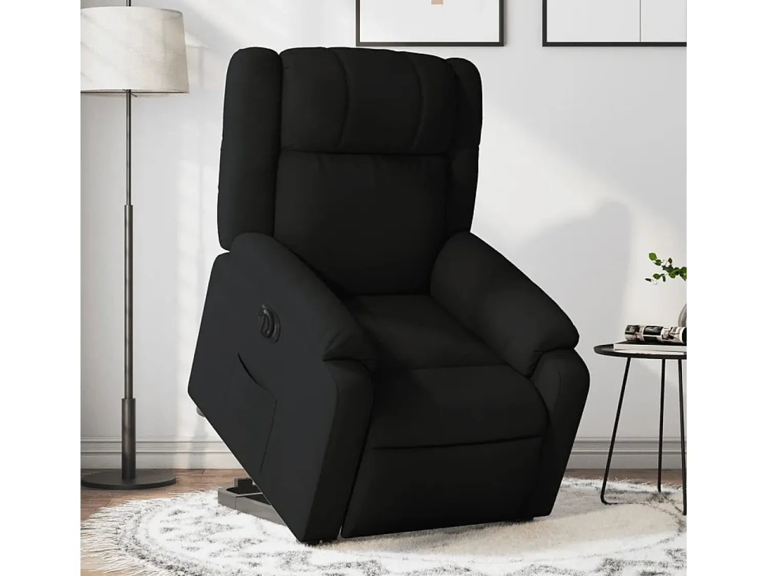 Poltrona| Poltrona Confortável | Poltrona reclinável elevatória elétrica tecido SHL725968 Preto