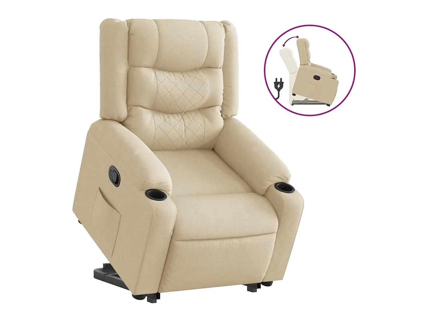 New Poltrona Confortável | Poltrona reclinável elevatória tecido cor SHL418708 Creme