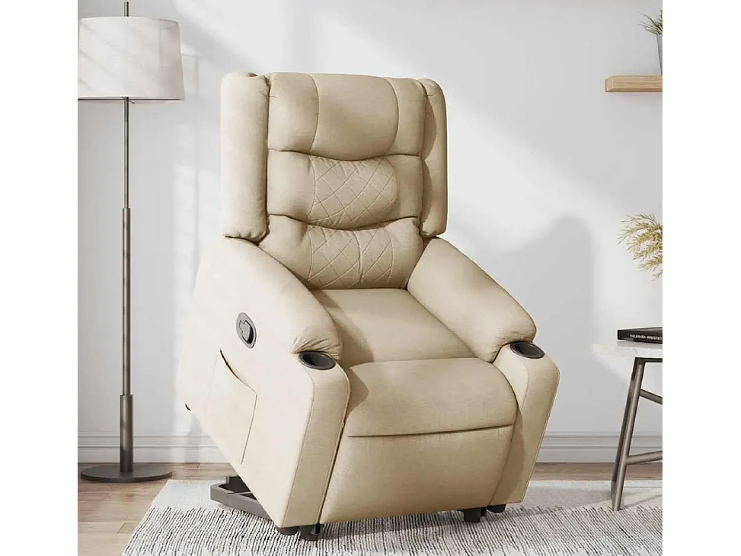New Poltrona Confortável | Poltrona reclinável elevatória tecido cor SHL418708 Creme