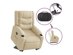 New Poltrona Confortável | Poltrona reclinável elevatória tecido cor SHL418708 Creme