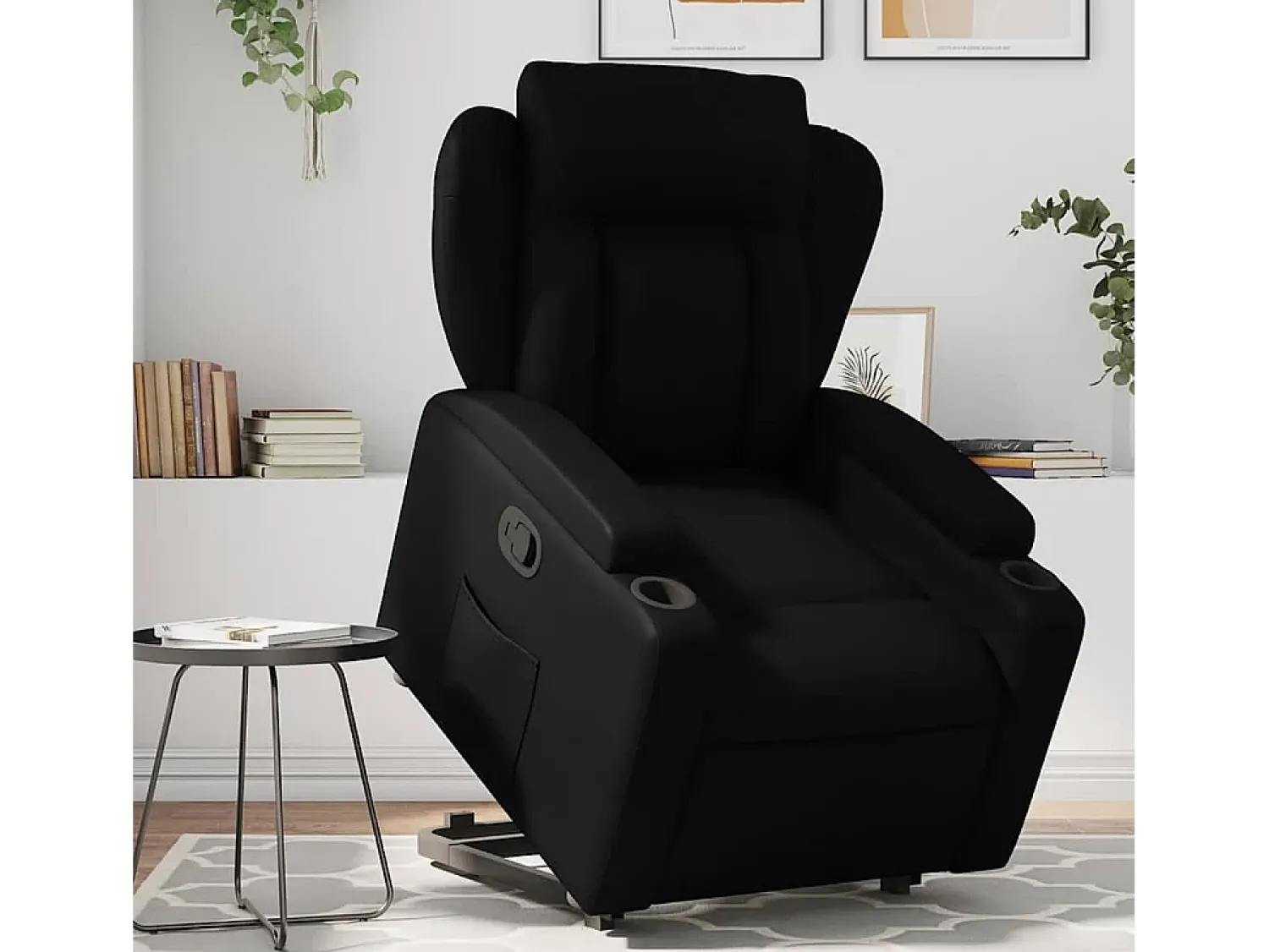 Poltrona| Poltrona Confortável | Poltrona reclinável elevatória couro artificial SHL593401 Preto