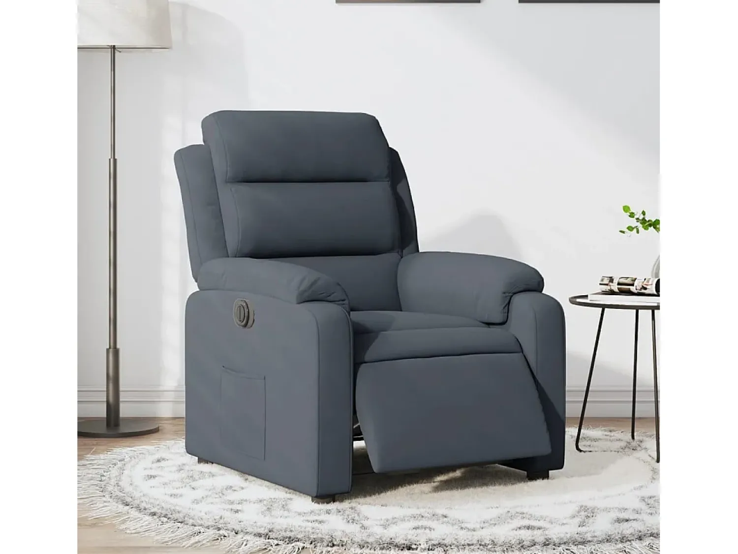 Poltrona* Poltrona Confortável | Poltrona reclinável elétrica veludo cinzento-escuro SHL120622 Cinza antracite