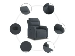 Poltrona* Poltrona Confortável | Poltrona reclinável elétrica veludo cinzento-escuro SHL120622 Cinza antracite