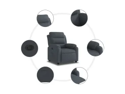 Poltrona* Poltrona Confortável | Poltrona reclinável elétrica veludo cinzento-escuro SHL120622 Cinza antracite