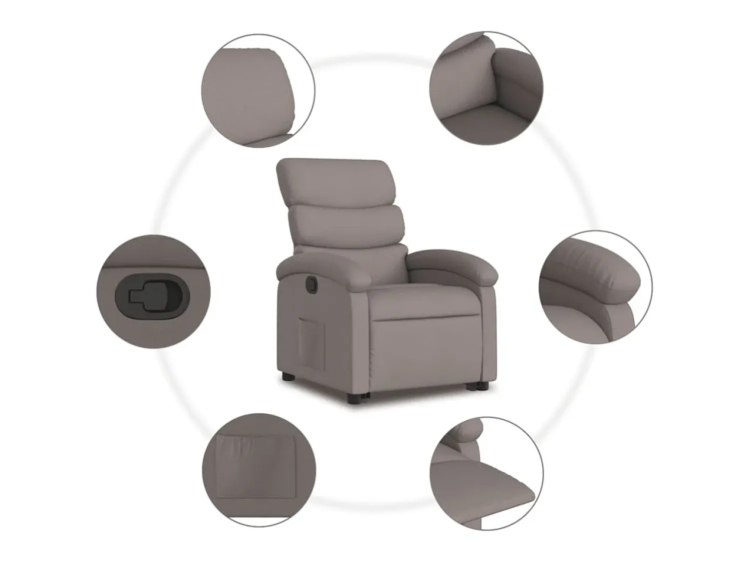 Poltrona* Poltrona Confortável | Poltrona reclinável elevatória tecido cinzento-acastanhado SHL402621 Taupe
