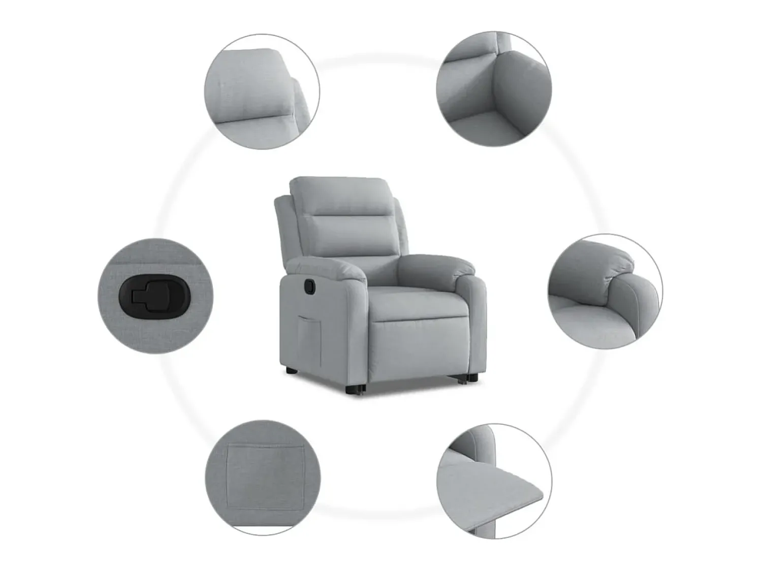 Poltrona| Poltrona Confortável | Poltrona reclinável elevatória tecido -claro SHL746461 Cinzento