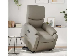 New Poltrona Confortável | Poltrona reclinável elevatória couro artificial cor cappuccino SHL395111 Castanho