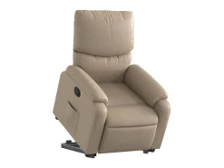 New Poltrona Confortável | Poltrona reclinável elevatória couro artificial cor cappuccino SHL395111 Castanho