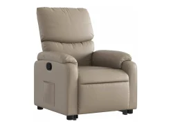 New Poltrona Confortável | Poltrona reclinável elevatória couro artificial cor cappuccino SHL395111 Castanho
