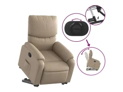 New Poltrona Confortável | Poltrona reclinável elevatória couro artificial cor cappuccino SHL395111 Castanho