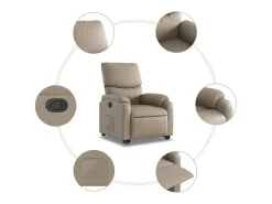 New Poltrona Confortável | Poltrona reclinável elevatória couro artificial cor cappuccino SHL395111 Castanho