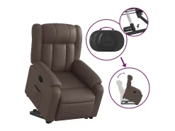 Poltrona* Poltrona Confortável | Poltrona reclinável elevatória couro artificial SHL404398 Castanho