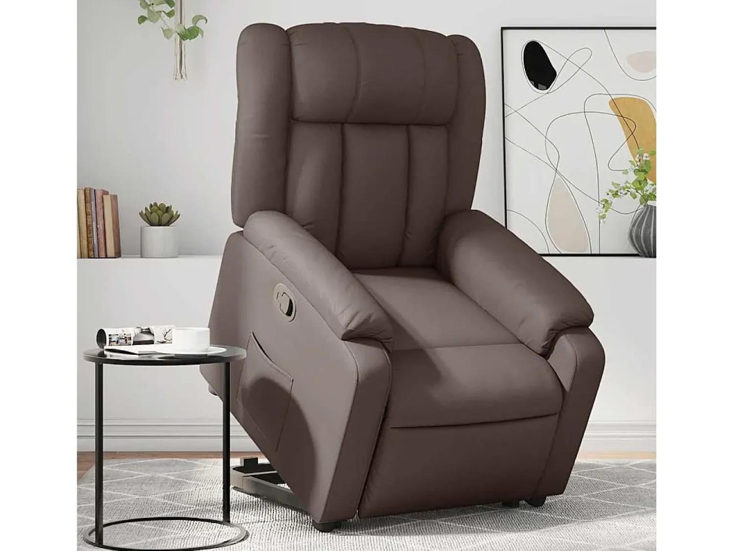 Poltrona* Poltrona Confortável | Poltrona reclinável elevatória couro artificial SHL404398 Castanho
