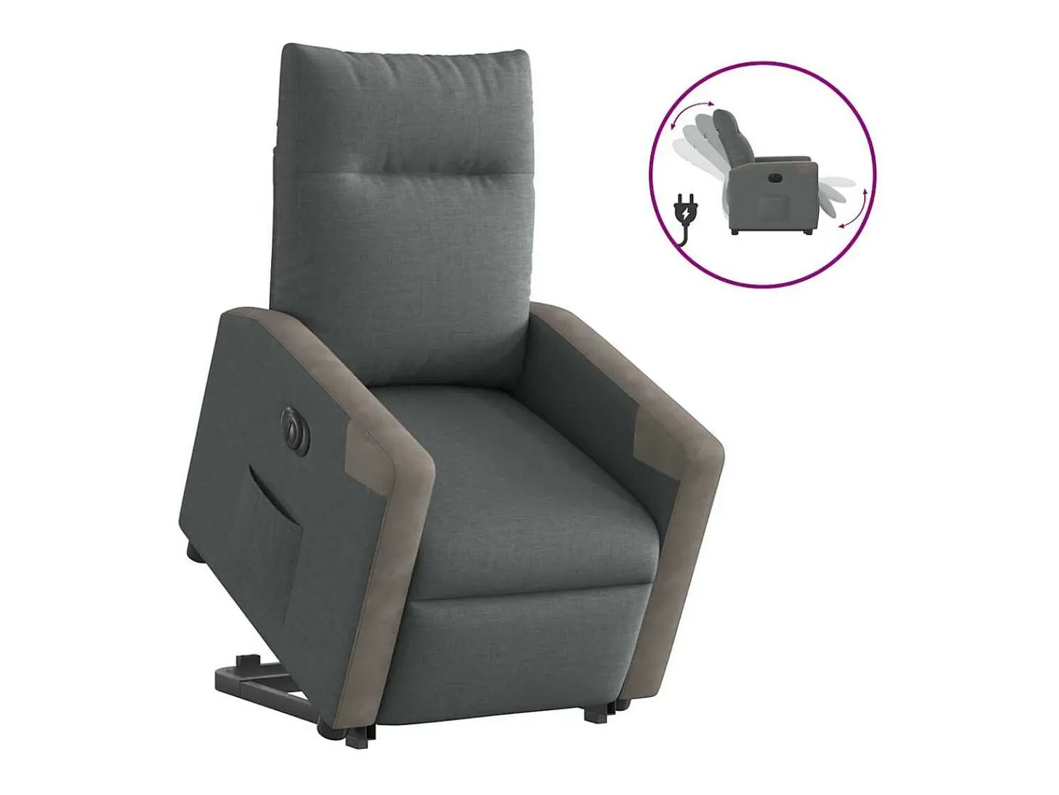 Poltrona| Poltrona Confortável | Poltrona reclinável elevatória elétrica tecido cinzento-escuro SHL555106 Cinza antracite