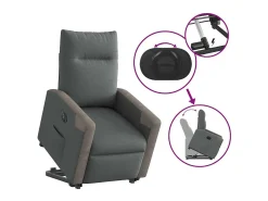 Poltrona| Poltrona Confortável | Poltrona reclinável elevatória elétrica tecido cinzento-escuro SHL555106 Cinza antracite