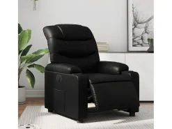 Poltrona| Poltrona Confortável | Poltrona reclinável elétrica couro artificial SHL481209 Preto