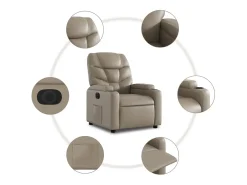 Poltrona| Poltrona Confortável | Poltrona reclinável elétrica couro artificial cor cappuccino SHL425726 Castanho