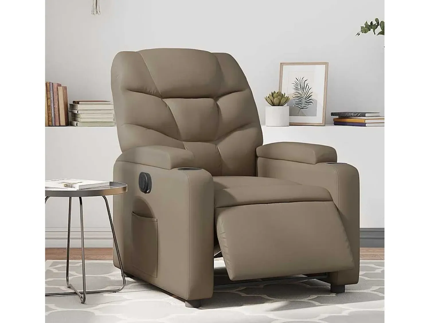 Poltrona| Poltrona Confortável | Poltrona reclinável elétrica couro artificial cor cappuccino SHL425726 Castanho