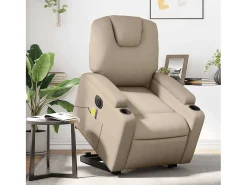 Best Poltrona Confortável | Poltrona reclinável elevatória elétrica couro artif. cappuccino SHL677377 Castanho