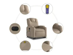 Best Poltrona Confortável | Poltrona reclinável elevatória elétrica couro artif. cappuccino SHL677377 Castanho