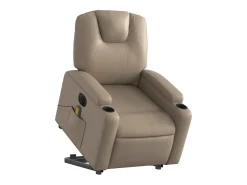 Best Poltrona Confortável | Poltrona reclinável elevatória elétrica couro artif. cappuccino SHL677377 Castanho