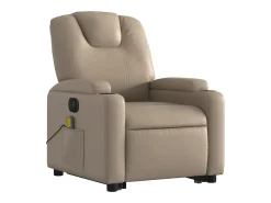 Best Poltrona Confortável | Poltrona reclinável elevatória elétrica couro artif. cappuccino SHL677377 Castanho