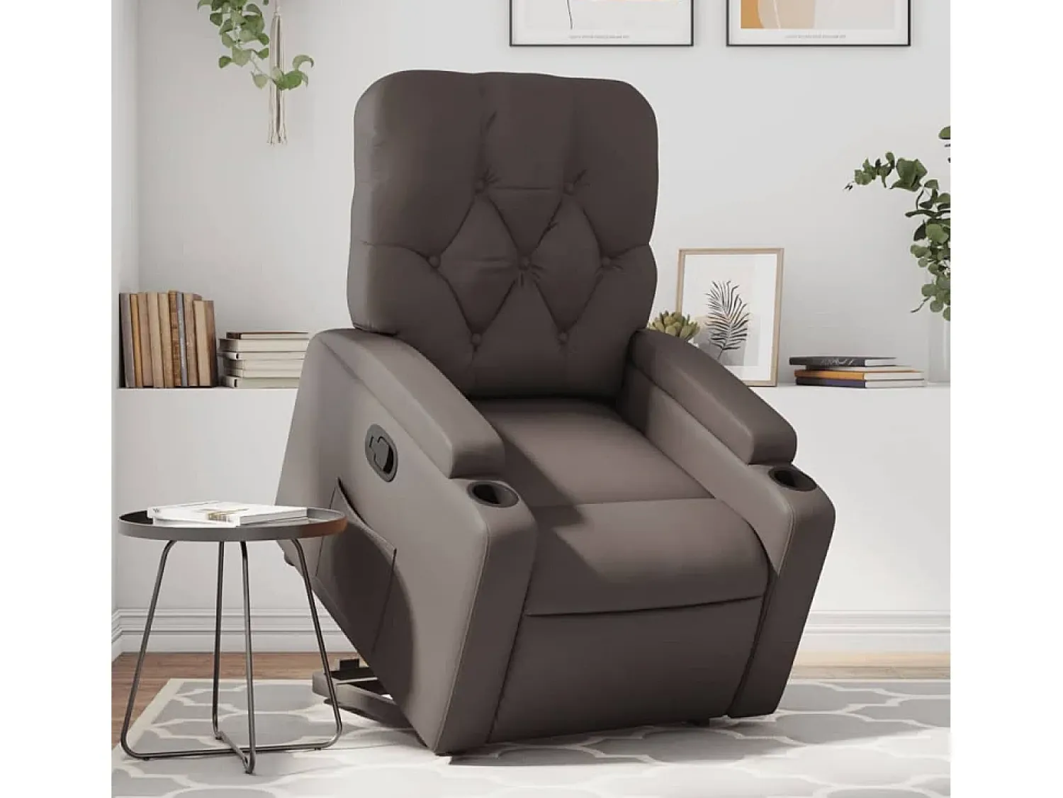 Poltrona* Poltrona Confortável | Poltrona reclinável elevatória couro artificial SHL761799 Castanho