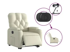 Poltrona* Poltrona Confortável | Poltrona reclinável elevatória elétrica couro artificial SHL690439 Creme