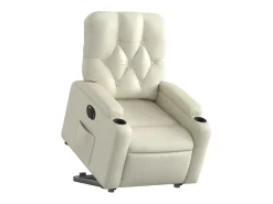 Poltrona* Poltrona Confortável | Poltrona reclinável elevatória elétrica couro artificial SHL690439 Creme
