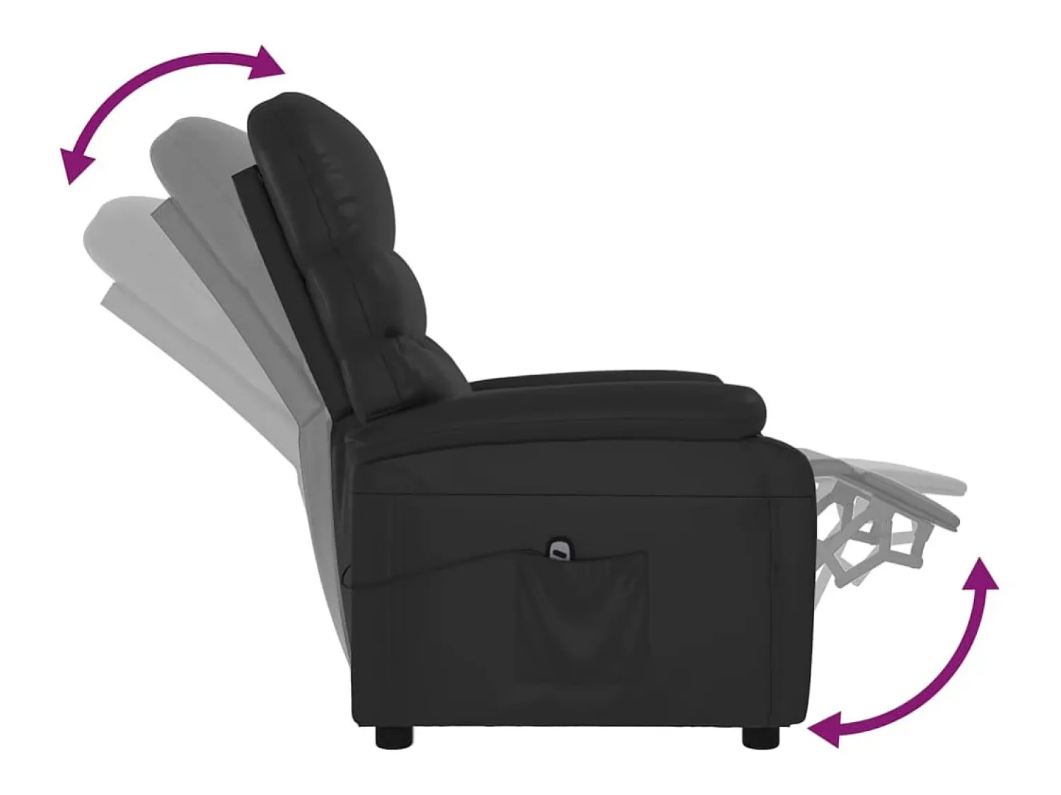 Clearance Poltrona Confortável | Poltrona reclinável elétrica couro artificial SHL384599 Preto